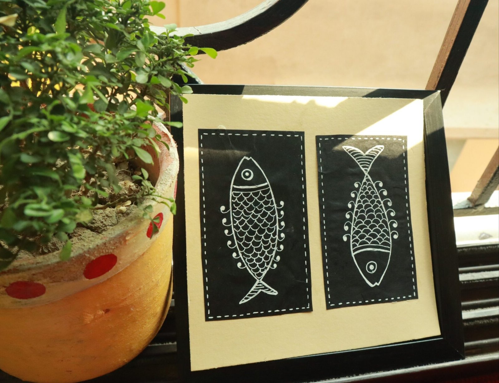 Handpainted Frame - Fish motif 1
