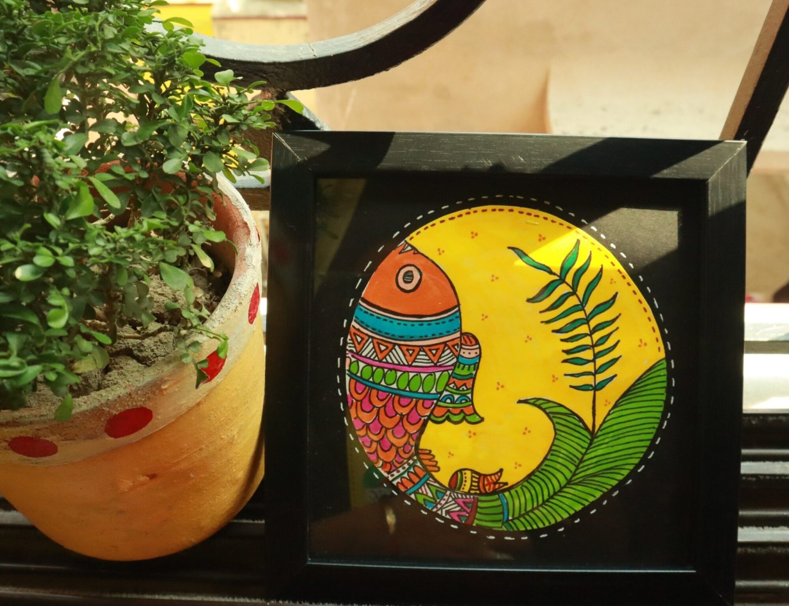 Handpainted Frame - Fish motif 3