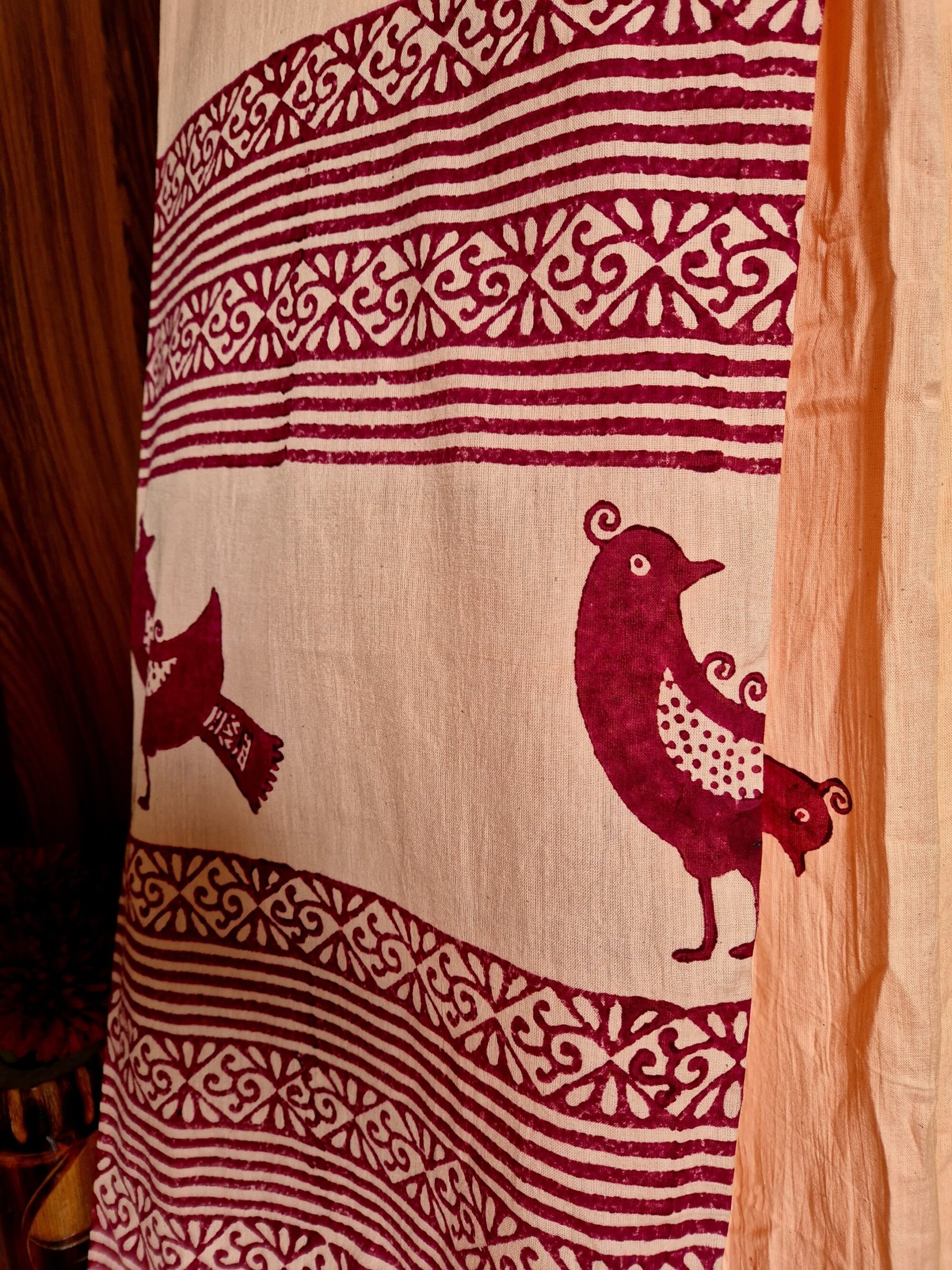 Traditional block print motifs on Chidia Handblock Saree