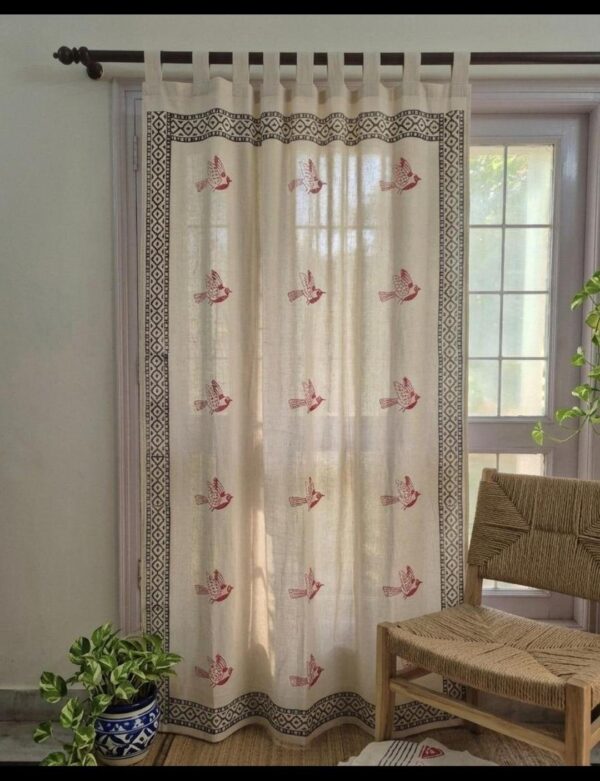 Handblock Printed Curtain 1pc- Paakhi - Door 7' ft